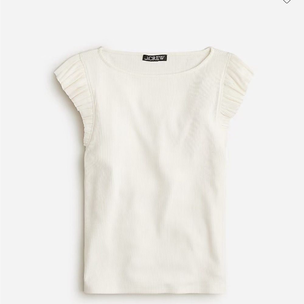 J Crew Vintage Boatneck Ribbed Ruffle Top- BRAND NEW